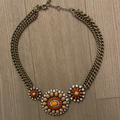 J. Crew Jewelry | J.Crew Burnished Gold, Orange + Crystal Necklace | Color: Orange/Tan | Size: Os