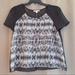 American Eagle Outfitters Tops | American Eagle Sheer Split Back Print Top M Euc | Color: Black/White | Size: M