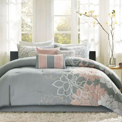 Amaryllis Comforter Bed Set Salmon, California King, Salmon