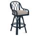 Braxton Culler Edgewater 24" Swivel Counter Stool Upholstered/Wicker/Rattan in Gray/Blue | 39 H x 22 W x 24 D in | Wayfair