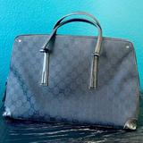 Gucci Bags | Gucci Black Gg Pattern Canvas Handbag | Color: Black/Silver | Size: 15.5 Inches W X 9.5 Inches H X 4 Inches D