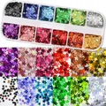 Mélange de paillettes holographiques pour nail art 12 grilles/ensemble haute qualité 12 couleurs