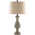 Mantiquil 28"H x 14"W x 14"D Traditional End Table Lamp Gray/White/Natural/Brass/Translucent Table Lamp - Hauteloom