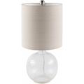 Enetai 21"H x 10"W x 10"D Traditional End Table Lamp Beige/White/Nickel/Clear/Translucent Table Lamp - Hauteloom