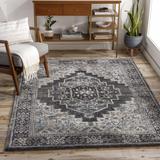 Manaring 6'7" x 9' Traditional Updated Traditional Farmhouse Black/Charcoal/Cream/Dark Blue/Brown/Gray/Light Blue/Tan/Dark Red Area Rug - Hauteloom