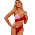 Tofern Women Cross Bikini Sets Two Piece Bandage Back Tie High Waisted Quick Dry Push Up Swimsuits Pink