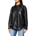 Urban Classics Women's Ladies Faux Leather Overshirt Shirt, Black, XXL