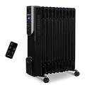 MONHOUSE 11 Fins Oil Filled Radiator - Portable Electric Heater with Adjustable Thermostat - 3 Heat Settings, Overheat Safety Cut Off, Remote Control and Tip over Switch - 1000/1500/2500W - Black