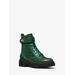 Michael Kors Stark Crocodile Embossed Leather Combat Boot Green 6