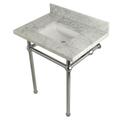 "Kingston Brass KVPB30MBSQ1 Templeton 30"" x 22"" Carrara Marble Vanity Top with Brass Console Legs, Carrara Marble/Polished Chrome - Kingston Brass KVPB30MBSQ1"