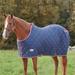 SmartPak Stocky Fit Quilted Stable Blanket - Closed Front - 84 - Medium (220g) - Navy w/ Merlot & Silver Trim & Silver Piping - Smartpak