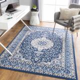 Barnack 9'2" x 12' Traditional Traditional Medallion Persian Blue/Cream/Gray/Navy/Tan Area Rug - Hauteloom