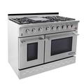 NXR Professional Ranges 2 Piece Kitchen Package w/ 48" Freestanding Dual Fuel Range & 24" Under Cabinet Range Hood, in Black/Gray | Wayfair