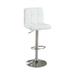 Armless Chair Style Bar Stool With Gas Lift White And Silver Set of 2 - 44 H x 17 W x 19 L Inches