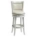 Nailhead Trim Round Leatherette Barstool with Flared Legs, White - 43.5 H x 18 W x 21.5 L Inches