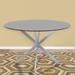 Armen Living Mystere Grey Tempered Glass Brushed Stainless Steel Round Dining Table