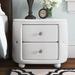 Rosdorf Park Ilori 2 - Drawer Nightstand Wood/Upholstered in White | 19.31 H x 24.18 W x 17.75 D in | Wayfair F86F119096C84E2A88C0E0640FFC67DC