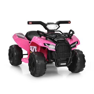 Costway 6V Kids ATV Quad Electric Ride On Car with LED Light and MP3-Pink