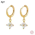 Aide – boucles d'oreilles en argent Sterling 925 avec fleurs en Zircon coloré pour femmes et