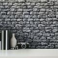 Loon Peak® Charcoal gray black Modern Wallpaper Rolls 3D Textured Brick Stone Vinyl in Black/Gray | 1.75 W in | Wayfair