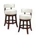 Red Barrel Studio® Faustine Set Of 2 Leatherette & Wood Bar Stool Wood/Upholstered/Leather in White | 34 H x 22.5 W x 22.5 D in | Wayfair