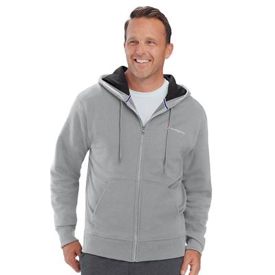 Champion Men's Powerblend Full-Zip Fleece Hoodie (Size XXL) Oxford Grey, Cotton,Polyester