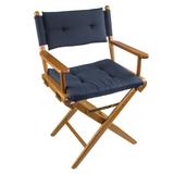 18-inch Teak Wood Director's Chair with Navy & White Stripe Cushion Seat Covers - 23" W x 33-1/2" H x 17-1/2" D