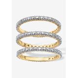 Women's Gold-Plated Diamond Accent Stackable 3 Piece Set Eternity Ring Set by PalmBeach Jewelry in Gold (Size 10)