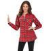 Plus Size Women's Flannel Tunic by Roaman's in Vivid Red Plaid (Size 22 W) Plaid Shirt