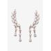 Women's Rose Gold Plated Laurel Leaf Climber Drop Earrings (43x8mm) Marquise Cut Crystal by PalmBeach Jewelry in Rose Gold