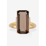 Women's Yellow Gold over Silver Smoky Quartz and White Topaz Ring (11 5/8 cttw.) by PalmBeach Jewelry in Yellow Gold (Size 10)