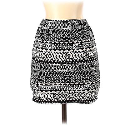Hot Kiss Casual Skirt: Black Chevron/Herringbone Bottoms - Size Small