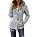 Amazon Brand - HIKARO Womens Button Down Cardigan Jackets Winter Stand Collar Knitted Coats with Hood Black