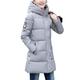 Gtagain Womens Hooded Warm Coats Parkas with Cotton Padded Jackets - Women Down Coat Winter Quilted Puffer Long Outwear Zipped Lightweight Windproof Casual Slim Grey