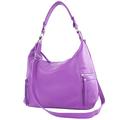 modamoda de - T229 - Italian leather shopper shoulder bag, purple, Large