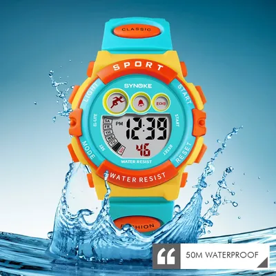 Montres de marque SYNOKE pour enfants montres électroniques colorées horloge étanche 50M enfants