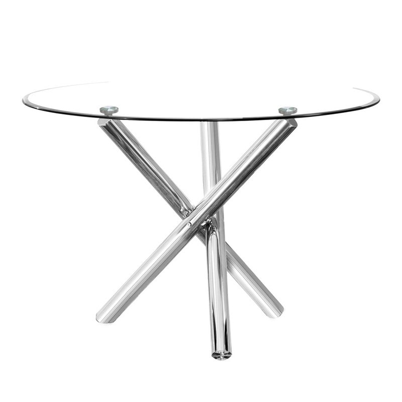 Best Master Furniture Round 43 Inch Glass Dining Table - Silver