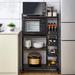 17 Stories 45" H X 28" W X 14" D Kitchen Freestanding Storage Rack w/ Wheel Wood/Wire/Metal in Black/Brown | 45 H x 28 W x 14 D in | Wayfair