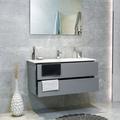 Latitude Run® Veneto 40″ Wall Mount Single Bathroom Vanity w/ Ceramic Top Wood/in Gray | 19 H x 40 W x 18 D in | Wayfair
