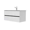 Latitude Run® Veneto 40″ Wall Mount Single Bathroom Vanity w/ Ceramic Top Wood/in White | 19 H x 40 W x 18 D in | Wayfair