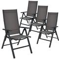 Arlmont & Co. Patiojoy 4 Pack Folding Dining Chairs Adjustable Reclining Back Chairs Suitable For Outdoor & Indoor Sling in Gray | Wayfair