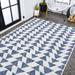 White 93 x 0.19 in Area Rug - Union Rustic Anatolia Modern Tribal Geometric Indoor/Outdoor Blue/Ivory Area Rug | 93 W x 0.19 D in | Wayfair