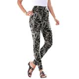 Plus Size Women's Ankle-Length Essential Stretch Legging by Roaman's in Black Floral Paisley (Size 3X) Activewear Workout Yoga Pants