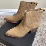 J. Crew Shoes | J Crew Chelsea High-Heel Cowboy Boots In Caramel Suede | Color: Tan | Size: 9.5