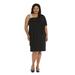 Plus Size Women's Asymmetric Knee-Length Dress with Draped Shoulder and Diamante Strap by R&M Richards in Black (Size 20W)