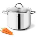 HOMICHEF Stock Pot 20.5 cm 3.8 Litre Nickel Free Stainless Steel - 3.8 Litre Pot with Lid and Handle - 3.8 Litre Saucepan with Lid - Soup Pot Small Cooking Pot 3.8 Litre