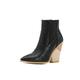 Synthetic, elegant, pointed toe, block heel, slip-on high heel with 10 cm, casual ankle boots for women, big size th-82, black, 12 UK