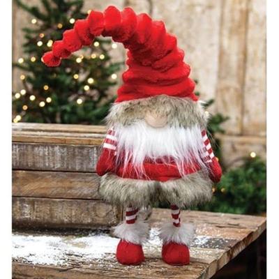 Small Plush Velvet Red Wobble Santa Gnome - Height - 13.50 x Width - 6.50 x Length - 4.00 in.