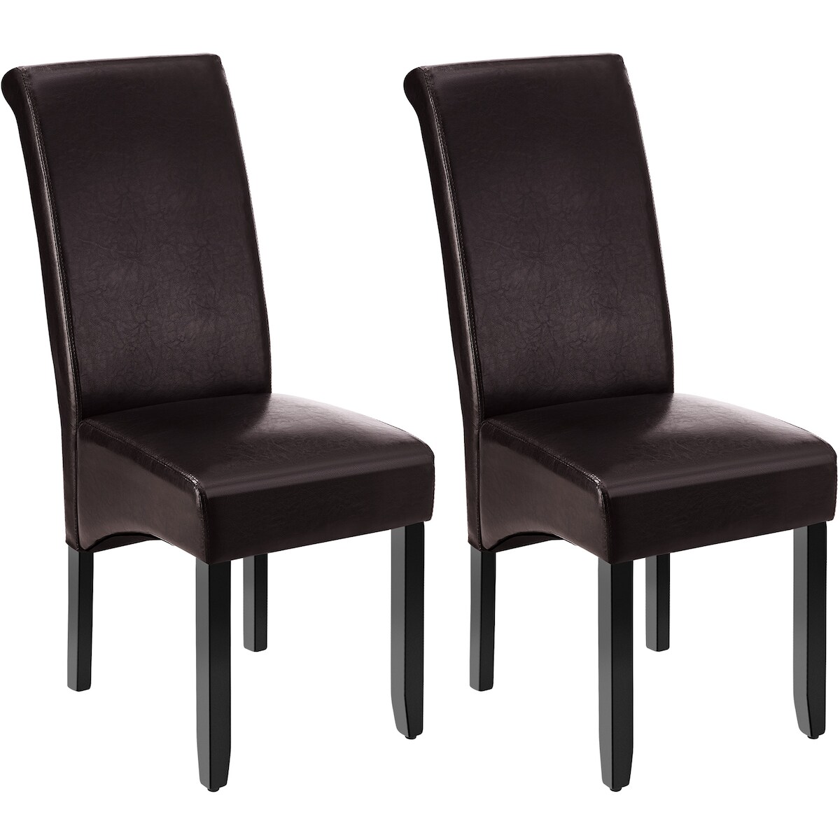 tectake Esszimmerstuhl, ergonomisch, massives Hartholz - 2er Set braun Image