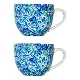 Lilly Pulitzer Dining | Lilly Pulitzer Ceramic Mugs (Set Of 2) | Color: Silver | Size: 12 Oz